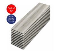 ENER-J Britwall Grey Oak SPC Luxury Vinyl Flooring Pack of 10 2.2 Sq Meter 1220 x 181 mm 6mm Waterproof Click Lock | Size: 10000mm x 520mm ENER-J Light Grey 10000mm x 520mm