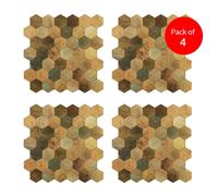 ENER-J Britwall Hexagon Aluminium Tile Mixed Bronze Peel & Stick Mosaic 293x285mm Pack of 4 ENER-J Bronze