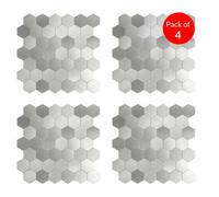Ener-J Britwall Large Silver Hexastyle Peel And Stick Metal Splashback 290 X 288 X 4 mm (Pack Of 4)