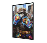 Ener-J Britwall Led Wall Art Ape Boxing Illuminated Canvas 83X123Cm Multicolour 220V