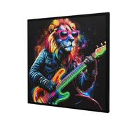 Ener-J Britwall Led Wall Art Lion With Guitar Illuminated Canvas 83X83Cm Multicolour 220V