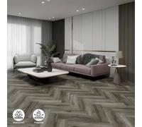 ENER-J BRITWALL Midnight Grey SPC Herringbone Flooring - Embossed in Mid Grey | Size: 10000mm x 520mm ENER-J Mid Grey 10000mm x 520mm