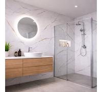 Ener-J Britwall Pvc Shower Panels Pack Of 3 Carrara Marble Gold Vein Waterproof Bathroom Wall Cladding 2400X1000mm Matt Finish