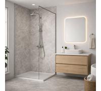 Ener-J Britwall Pvc Shower Panels Pack Of 3 Carrara Marble Grey Waterproof Bathroom Wall Cladding 2400X1000X10mm Matt Finish