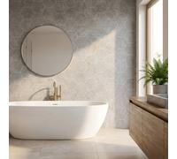 ENER-J BRITWALL PVC Shower Panels Pack of 3 Dark Grey Hexagon Waterproof Bathroom Wall Cladding 2400x1000x10mm ENER-J Grey