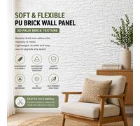 ENER-J Britwall Soft Flexible White PU Faux Brick Wall Panel 1200 x 600 x 3 mm Pack of 2 White ENER-J White