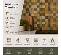 Ener-J Britwall Square Aluminium Tile 305X305mm Multi Bronze Peel And Stick Mosaic Pack Of 4