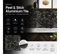 Ener-J Britwall Urban Alloy Pattern Peel And Stick Metal Splashback 300 X 300 X 4 mm (Pack Of 4)