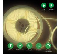 ENER-J COB LED Strip Light Kit 5m 24V 3000K 480 LEDs Per Metre Dimmable UK Plug in White ENER-J White