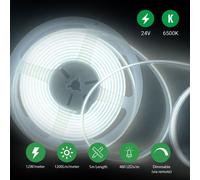 ENER-J COB LED Strip Light Kit 5m 24V 480 LEDs Per Metre 6500K Cool White Dimmable UK Plug ENER-J White