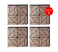 ENER-J EchoGrid Acoustic Wall Panel PET MDF Size 610 x 610mm (Pack of 4) in Light Brown ENER-J Light Brown