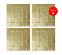 ENER-J Elegant 3D PU Leather Wall Panels - Square Pattern, 600x600mm, 10mm Thickness (Pack of 4) Size: 600 x 600 mm
