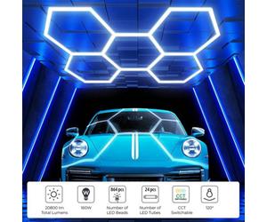 Ener-J Ener - J 160W Led Car Showroom Light 5 Hexagon Design Cct Switchable Black 240V