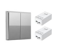 Ener-J Ener - J 2 Gang Wireless Kinetic Switch And 2 500W Rf Receivers Silver 5A 240V