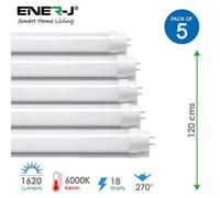 Ener-J Ener J 5 Pack T8 Led Tube 4Ft 120Cm 18W 6000K Daylight Nano Plastic
