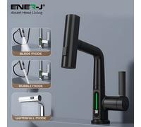 Ener-J Ener J Modern Waterfall Basin Faucet Pull Out Sprayer Led Display Black