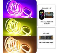Ener-J Ener J Rgb Cct Cob Led Strip Light 5 Metre Roll With Power Supply And Remote Controller