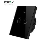 Ener-J Ener - J Smart Touch 2 Gang Wifi Wall Switch No Neutral Required Black Glass 1500W