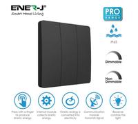 Ener-J Ener - J Wireless Kinetic 3 Gang Light Switch With 3 Receivers 500W Black 240V