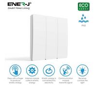 Ener-J Ener - J Wireless Kinetic 3 Gang Switch Silver Ip56 Waterproof Battery Free Wall Switch