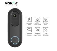 Ener-J Flexi Smart Video Doorbell, 1080p HD, Wired or Wireless Battery Powered, Indoor USB Chime