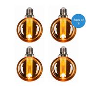 Ener-J G125 Led Filament Globe Bulb Pack Of 4 E27 3W 2000K Amber