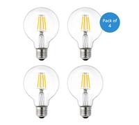 Ener-J G95 Led Filament Globe Bulb Pack Of 4 E27 4W 2700K Clear
