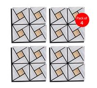 ENER-J Geometric Acoustic Wall Panel PET MDF Size 610 x 610 mm (Pack of 4) in Silver ENER-J Silver