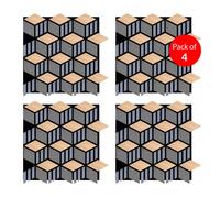 ENER-J HexaCube Acoustic Wall Panel PET MDF Size 685 x 740mm (Pack of 4) in Dark Grey ENER-J Dark Grey