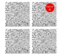ENER-J HexaGloss Aluminum Peel & Stick Tile, Size: 305.9 x 306.8 x 4mm (Pack of 4)
