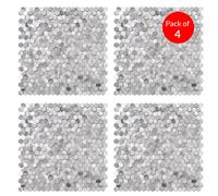 ENER-J HexaGloss Aluminum Peel & Stick Tile Size 305 9 x 306 8 x 4mm (Pack of 4) in Silver ENER-J Silver