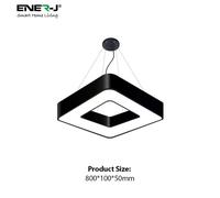 ENER-J Hollow Square Pendant Light 40W 6500K LED Hanging Ceiling Light Black 80cm Modern Chandelier ENER-J Black