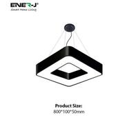 Ener-J Hollow Square Pendant Light 40W 6500K Led Hanging Ceiling Light Black 80Cm Modern Chandelier