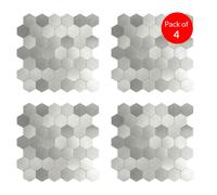 ENER-J Large HexaStyle Aluminum Peel & Stick Tile Size 290 x 288 x 4 mm (Pack of 4) in Silver ENER-J Silver