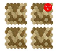 Ener-J Large Luxe Gold Hexastyle Aluminum Peel And Stick Tile Size:290 X 288 X 4 mm (Pack Of 4)