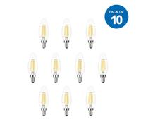 ENER-J LED Candle Light Bulbs 4W E14 Base, Warm White 2700K (Pack of 10pcs)
