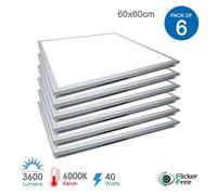 Ener-J Led Ceiling Panel Light Pack Of 6 600 X 600mm 40W 6000K Cool White Slim Office Commercial Ceiling Lighting 3600 Lumens