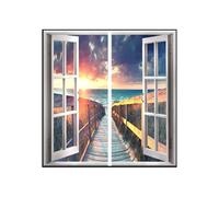 ENER-J LED Landscape Window Panel Set 120x60cm 120W Bridge Beach Design in White | Size: 120x60 cm ENER-J White 120x60 cm