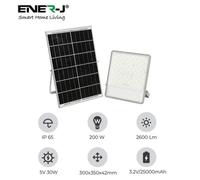 Ener-J Led Solar Floodlight 200W Black 2600 Lumens With Solar Panel Remote Control