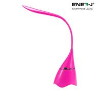 ENER-J LED Table Lamp with Bluetooth Speaker - Pink in White | Size: 25 cm diameter x 19 cm high ENER-J White 25 cm diameter x 19 cm high