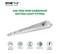 ENER-J Non Corrosive Waterproof Fitting, 1.5m 50W, 120 lumens per Watt, 6000K with Emergency in White | Size: 25 cm diameter x 19 cm high ENER-J White 25 cm diameter x 19 cm high