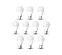 ENER-J Pack of 10 A60 B22 LED Light Bulb, Bayonet Cap (BC) 9W A60, Equivalent to 100W, Ultra Bright 800Lm Non-Dimmable - 3000K