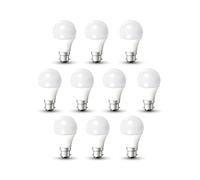 ENER-J Pack of 10 LED Bulb 10W GLS A60 LED Thermoplastic Lamp B22 3000K Bayon in White ENER-J White