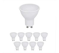 ENER-J Pack of 10 units GU10 Led Light Bulbs, Warm White, 60W Halogen Bulb Equivalent, 7W, Bright 560 Lumens, 120 Degree Beam Angle - 4000K