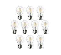 ENER-J Pack of 10 units, LED Classic B22 Bayonet Cap Light Bulbs, 6W Equivalent 60W, 660lm, Warm White 2700K, Filament Clear, Non Dimmable