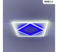 ENER-J Pack of 2 Double Square borderline Panel Light, 595x595, 40W 4000 lm, White (6000K) light in outside and blue light in inside
