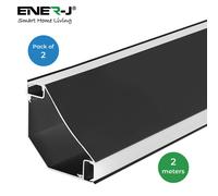 ENER-J Pack of 2 Gypsum LED Cove Light 45 Degree Corner Aluminum Profile Blac in Black ENER-J Black
