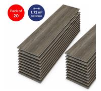 ENER-J Pack of 20 SPC Herringbone Luxury Vinyl Flooring - Midnight Grey, 1.72 Sq Meter Coverage, Wood Embossed Finish, Plank Size 625 x 125 mm, 6mm ENER-J Mid Grey 10000mm x 520mm