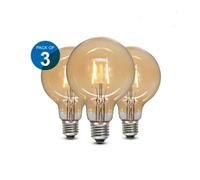 Ener-J Pack Of 3 Smart Wifi Vintage G95 Led Globe Bulb Amber Glass Dimmable & Cct Changing, 8.5W