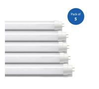 ENER-J Pack of 5 T8 22W LED Nano Plastic Tube 150cms 4000K, Super Bright, Wall and Ceiling White LED, 30000 Hours Long Life